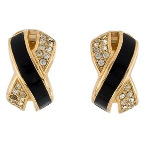 Dior Gold and Black Crystal Earrings